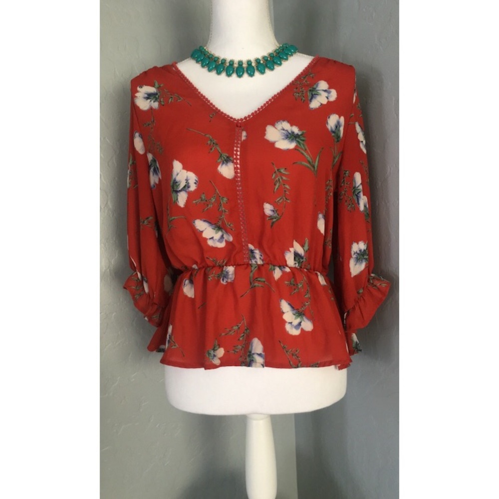 Orange floral dress shirt